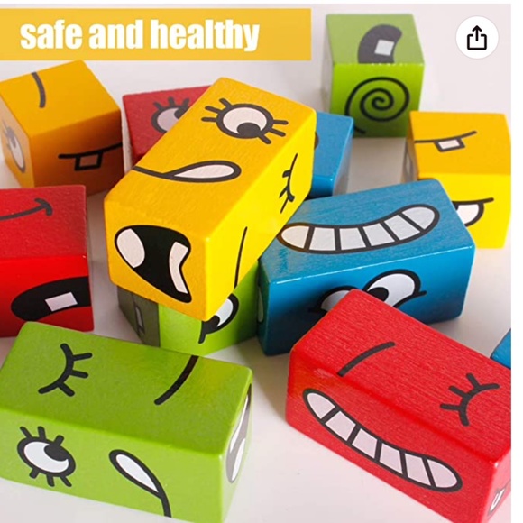 NEW Montessori Wooden Expressions Matching Block Puzzles Building Cubes - Picture 3 of 6